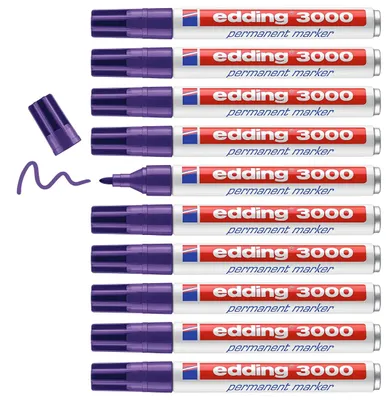 Zdjęcie produktu dla Marker permanentny edding 3000 fioletowy Opakowanie 10 sztuk