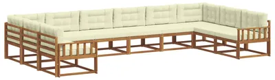 Produktbild von vidaXL Outdoor-Sofagarnitur mit Kissen 10 pcs Natur und Creme