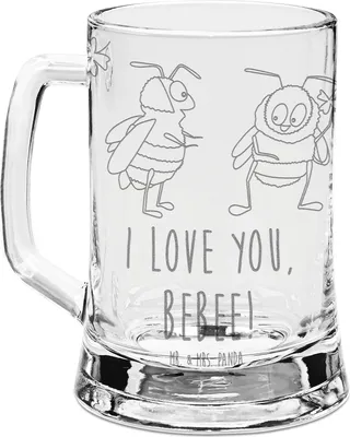 Produktbild von Mr. & Mrs. Panda Krug Bienen Paar - Transparent - Geschenk, Bierhumpen, für Frauen, Partner, Schildkröten, Hochzeitstag, Bierkrug Mit Gravur, Valentinstag, Seidel, Humpen