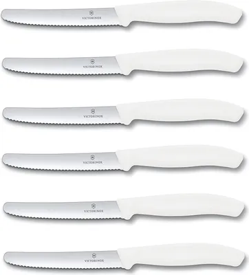 Produktbild von Victorinox | Tafelmesser Set | Swiss Classic Weiß | 6-teilig | optimaler Wellenschliff | spülmaschinengeeignet | ergonomische Griffe | langlebige Klingen für müheloses Schneiden sämtlicher Speisen