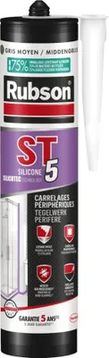 Image de Mastic silicone RUBSON ST5 - Sanitaire multi-usage - Gris moyen - Cartouche 300 ml - 2610576