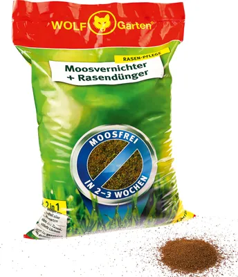 Imagen del producto de Fertilizante para césped y eliminador de musgo WOLF Garten, 2 en 1, 14 kg