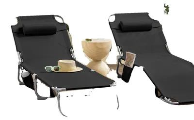 Obrázek produktu pro Sluneční lehátko, ergonomický design, přenosné a odolné, barva: černá