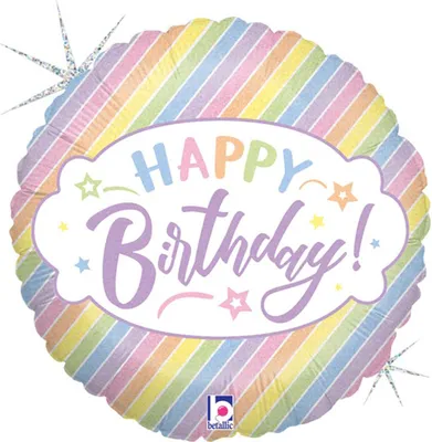 Produktbild von 18"/Ø46cm Folienballon "Happy Birthday" Pastell Glitter