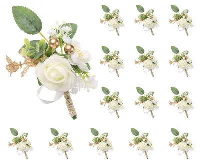 Immagine prodotto di Solidchoice - 15 spillette di fiori artificiali, ideali per bouquet da uomo e cerimonie