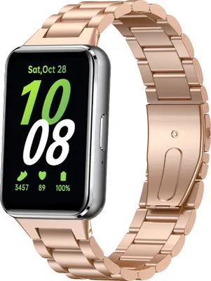 Produktbild von Strap-it Stahlgliederarmband - passend für Samsung Galaxy Fit 3 (Rosa Gold)
