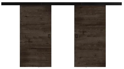 Produktbild von KIER FURNITURE Schiebetür Komplettset WERDI PLUS DUO Sliding Door, Raumteiler Schiebetür Esche Dunkel 212x205x1,6 cm