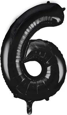 Image de Ballon en plastique XL chiffre 6 noir