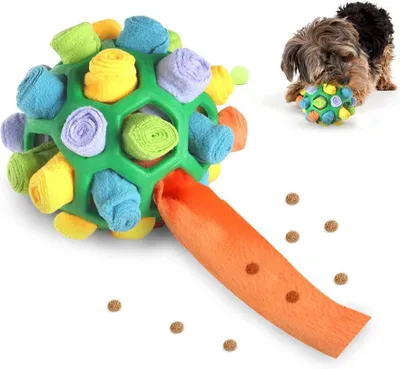 Produktbild von Schnüffelball für Hunde,Waschbar Schnüffelteppich für Hunde Interaktives Hundespielzeug Ball Intelligenzspielzeug Futterball Schnüffelspielzeug für Mittelgroße Kleine Hunde-Grün