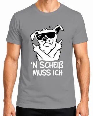 Productafbeelding van "N Scheiß" heren T-shirt met een afbeelding van een middelvinger, sarcastische en ironische opdruk, grijs, maat L
