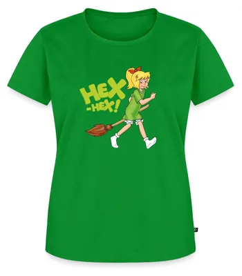 Produktbild von Spreadshirt Bibi Blocksberg Mit Kartoffelbrei Hex-Hex Frauen Premium T-Shirt, 5XL, Grün