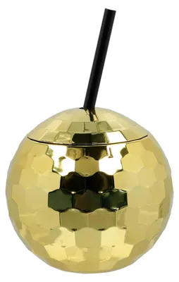 Produktbild von Becher "Discokugel" mit Strohhalm | 60cl Farbe: Gold