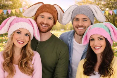 Produktbild von Plüsch-​Mütze Hase für Erwachsene mit Hasenohren Häschen Osterhase (Braun)