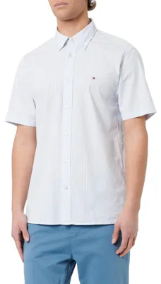 Obrázek produktu pro Pánská košile Tommy Hilfiger WCC Flex Popeline STP RF, krátký rukáv, modrá (Breezy Blue/Opti)