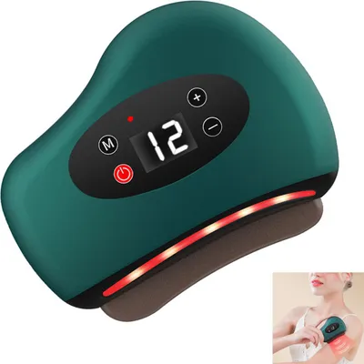 Produktbild von Gua Sha Gesichtsmassagegerät elektrisch,12 Stufen Vibration Vibrationsmassage, Wärmetherapie, LED-Rotlicht