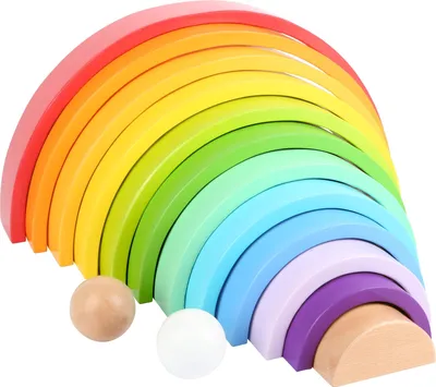 Imagen del producto de Juego de bloques de madera con diseño de arcoíris y 2 bolas