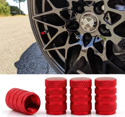 Produktbild von 4 Ventilkappen Kappen SET Rot eloxiert für Autoventile Fahrrad Motorrad Bike