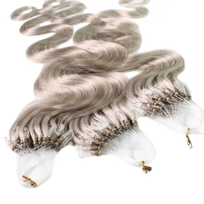 Image de hair2heart Extended human hair wavy - 25 mèches 1g 50cm 10/1 blond clair cendré