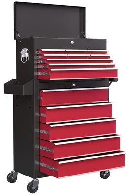 Immagine prodotto di Carrello portattrezzi con 14 cassetti | Colore: rosso e nero | Dimensioni: 33x76x75 cm