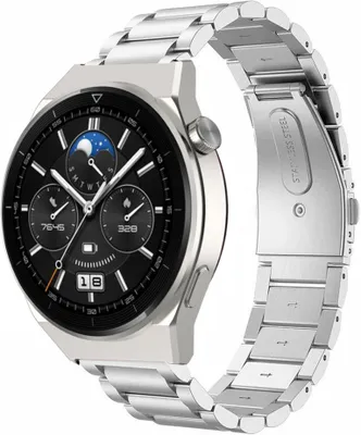 Produktbild von Strap-it Stahlarmband - Kompatibel mit Huawei Watch GT 3Armband 46mmHochwertiger EdelstahlHuawei watch elegant Armband mit faltschließe für 22mmArmband Silber