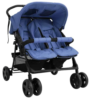 Produktbild von Zwillingswagen – Kinderwagen für Zwillinge – Duowagen – Wandelwagen – Stahlrahmen – Inklusive Sonnendach