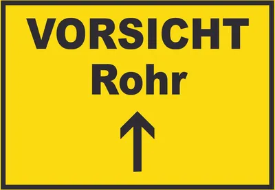 Produktbild von Vorsicht Rohr mit Richtungspfeil oben Schild A3 (297x420mm)