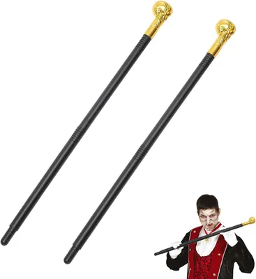 Productafbeelding van Afneembare Scepter - Set van 2 - Schroefdraad kostuumstaf met goudkleurige - Decoratieve wandelstok voor Halloween