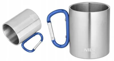 Obrázok produktu pre Nils Camp NC17110 Hrnček z nerezovej ocele s karabínkou 330 ml modrý