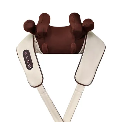 Produktbild von Massagegerät, Nacken- und Schultermassagegerät mit Riemen, 8-Kopf-Massage, Zwei Modi + Zwei Stärken, Leicht und Kompakt, Braun