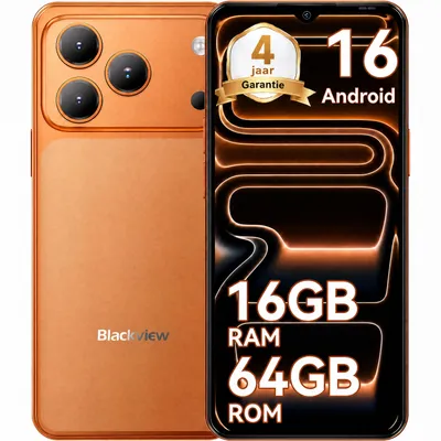 Productafbeelding van Blackview WAVE 7C smartphone, zonder abonnement, 6,56 inch, Android 16, 16GB + 64GB/2TB (TF-kaart), gezichtsherkenning, 5000mAh batterij, 32MP camera, dual-SIM, WiFi 5, IP54 (stof- en spatwaterdicht)