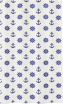 Produktbild von Meusch Duschvorhang Sailor, Plastik, dunkelblau 180 x 200 cm, weiß/blau