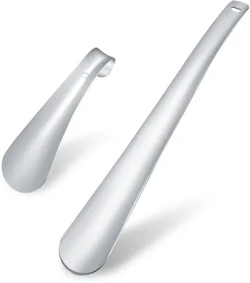 Image de Ibenzoa® : Lot de 2 cornes à chaussures en acier inoxydable – 30 cm et 14 cm, longue et courte, pour faciliter l'enfilage des chaussures, idéal pour les personnes âgées, les femmes enceintes et les personnes souffrant de problèmes de dos