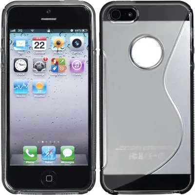 Produktbild von PhoneNatic Case kompatibel mit Apple iPhone 5 / 5s / SE - grau Silikon Hülle S-Style Logo + 2 Schutzfolien