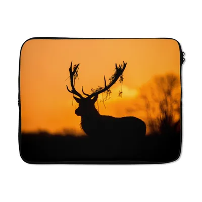 Produktbild von MuchoWow® Laptop Hülle 15 Zoll Hirsch - Orange - Scherenschnitt - Tiere - Natur Laptoptasche - Laptoptasche - Sleeve - Rundum-Schutz
