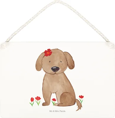 Produktbild von Mr. & Mrs. Panda Schild Hund Dame DIN A5 - Weiß - Geschenk, Sprüche, Liebenswert, Frauchen, Liebe, Wandbild Holz, kleine aufmerksamkeit, Türschild, wandtafel, Hunde