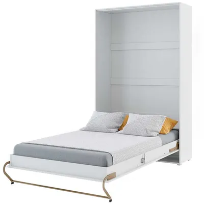 Image de Lit escamotable mural Concept Pro CP-01, vertical, 140x200 cm, chambre à coucher, blanc brillant