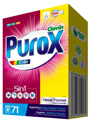 Produktbild von PUROX Color Waschpulver 5 kg, 71 Waschladungen, für Buntwäsche, Kalkschutz