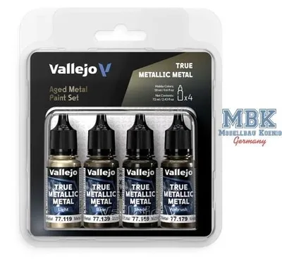 Produktbild von Vallejo VA77258 True Metallic Metal Paint Set - Aged Metal