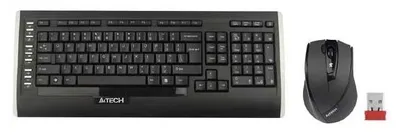 Obrázok produktu pre A4Tech 9300F, Plná veľkosť (100 %), Bezdrôtový, RF Wireless, QWERTY, Čierna, Obsahuje myš