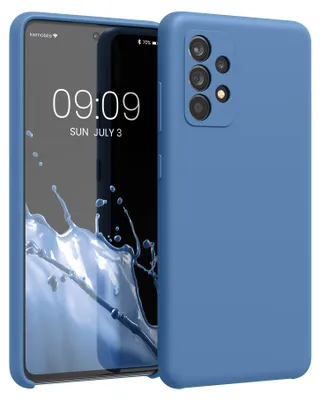 Produktbild von kwmobile Handyhülle für Samsung Galaxy A52 / A52 5G / A52s 5G Hülle - Case Silikon - Kabelloses Laden - Schutzhülle Cover in Jeansblau
