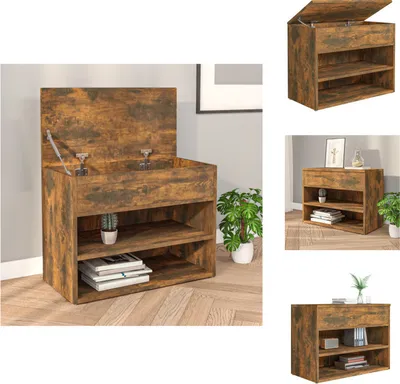 Immagine prodotto di vidaXL Panca per scarpe in rovere fumé 60x30x45 cm materiale a base di legno - Scarpiere e armadietti