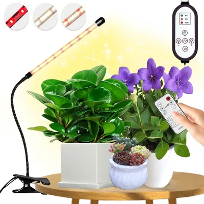 Immagine prodotto di Lampada a LED per piante a spettro completo IP65 dimmerabile, clip di luce per piante 3 modalità, lampada di crescita timer telecomando per piante d'appartamento (1 tubo luminoso)