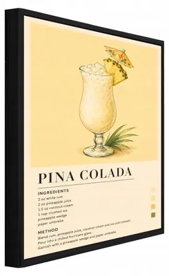 Produktbild von Bilder mit Rahmen Trinken Pina Colada Vintage - 70x100 cm - Wandbilder Küche Esszimmer - Leinwand Bilder mit Rahmen Beige - PPR16766O1