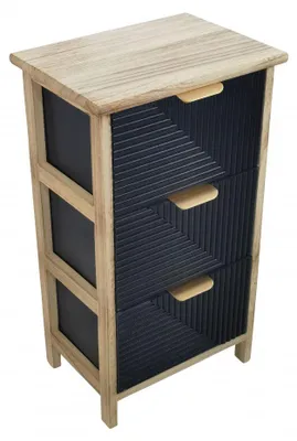 Image de Table de chevet en bois à trois tiroirs, 34 x 25 x H 60,5 cm, Claiton