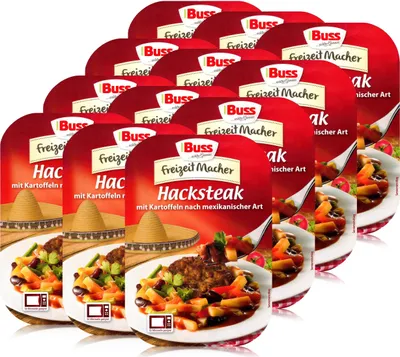 Produktbild von Buss Hacksteak mit Kartoffeln mexikanischer Art 300g - Fertiggericht (12er Pack)