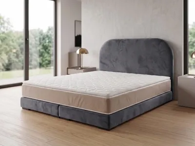 Produktbild von Polsterbett  LEON 1 mit Kopfteil, modernes gepolstertes Bett in 140 x 200 cm Farbe: Grau