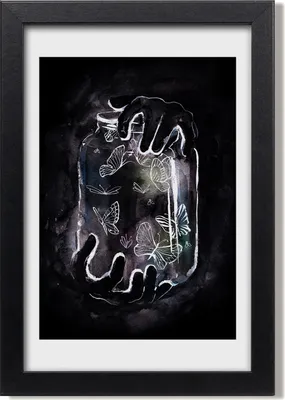 Produktbild von Bild 20x30 MDF-Rahmen, Wandkunst Schmetterlinge in einem Glas