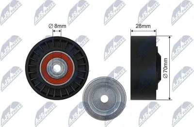 Produktbild von NTY RNK-AU-064 Umlenkrolle Keilrippenriemen 70mm für AUDI A4 Avant (8K5, B8) A6 Avant (4F5, C6) für VW TIGUAN (5N) Transporter V Bus Multivan V