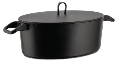 Ovale Cocotte aus emailliertem Gusseisen, 24 cm, silber