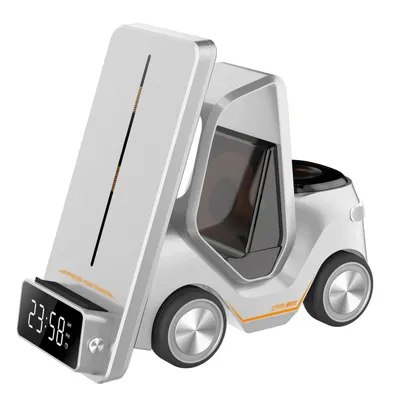 Imagen del producto de Cargador inalámbrico de escritorio 3 en 1, con carga rápida, compatible con teléfonos, auriculares y relojes de Apple
